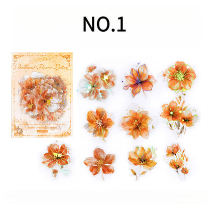 Orange gold foil floral sticker NO.1 – perfect for bullet journals, laptops, and water bottles.
