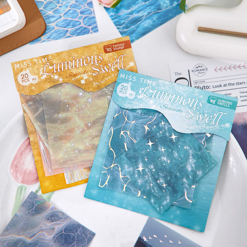 Wave Theme Silver Foil PET Stickers