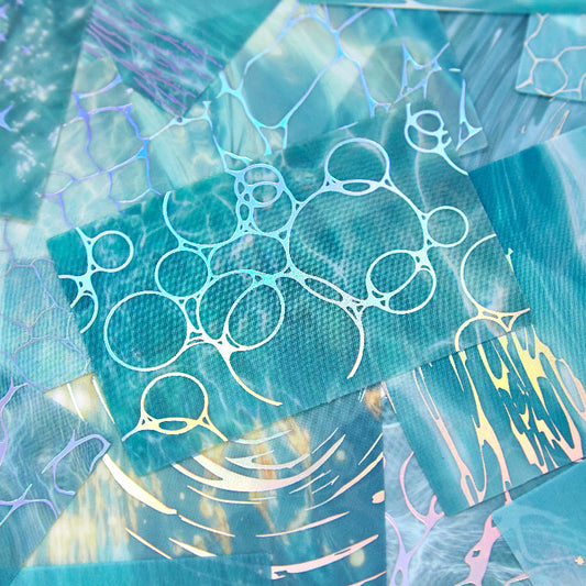 Wave Theme Silver Foil PET Stickers