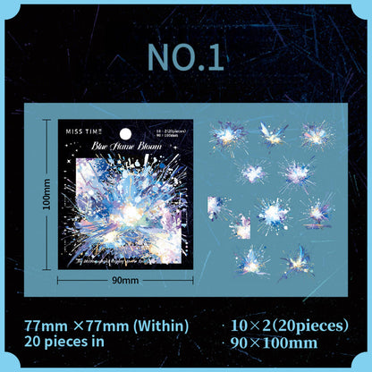 Blue fireworks PET sticker