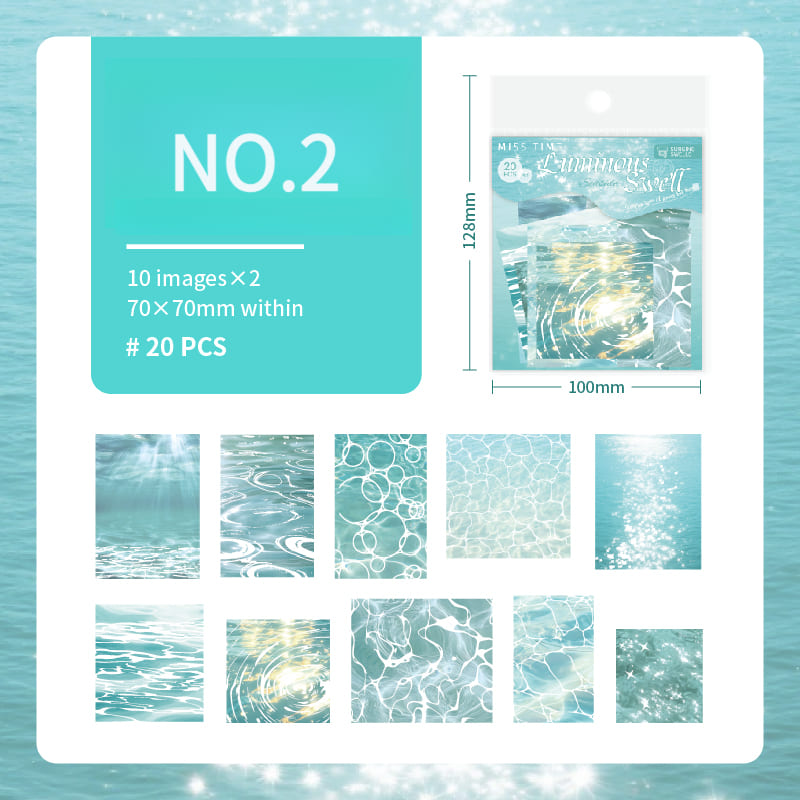 Wave Theme Silver Foil PET Stickers