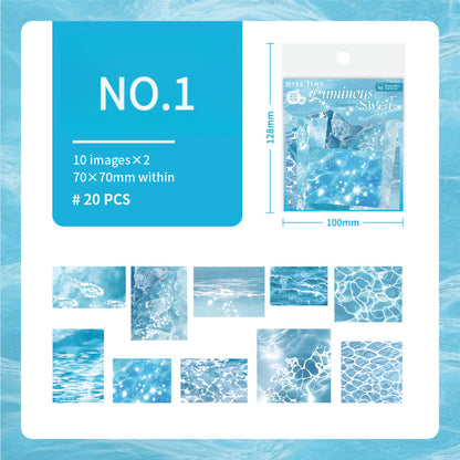 Wave Theme Silver Foil PET Stickers