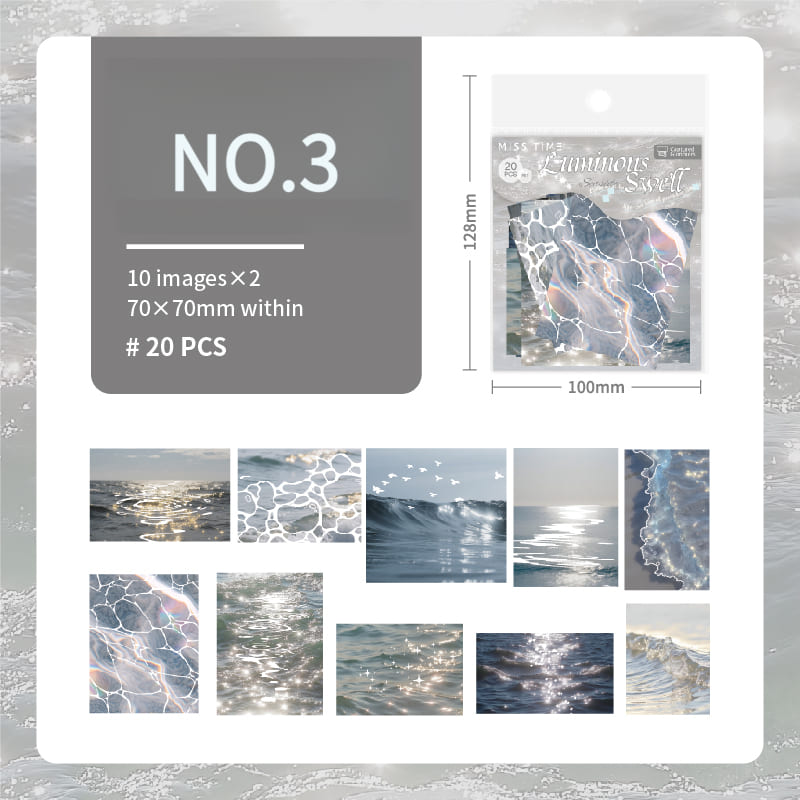 Wave Theme Silver Foil PET Stickers