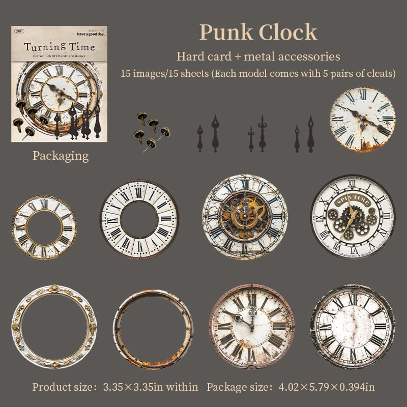Vintage Clock Sticker Pack