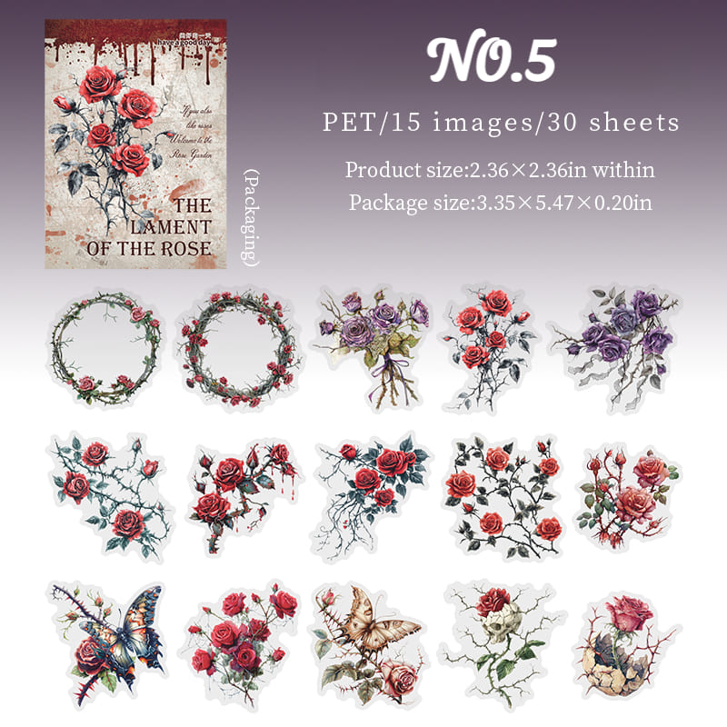Dark Romantic Gothic Rose Stickers
