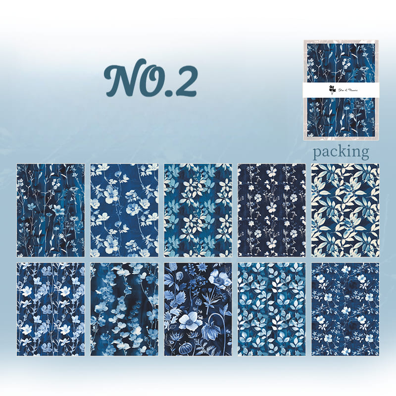 Blue Botanical Scrapbook Paper Pack