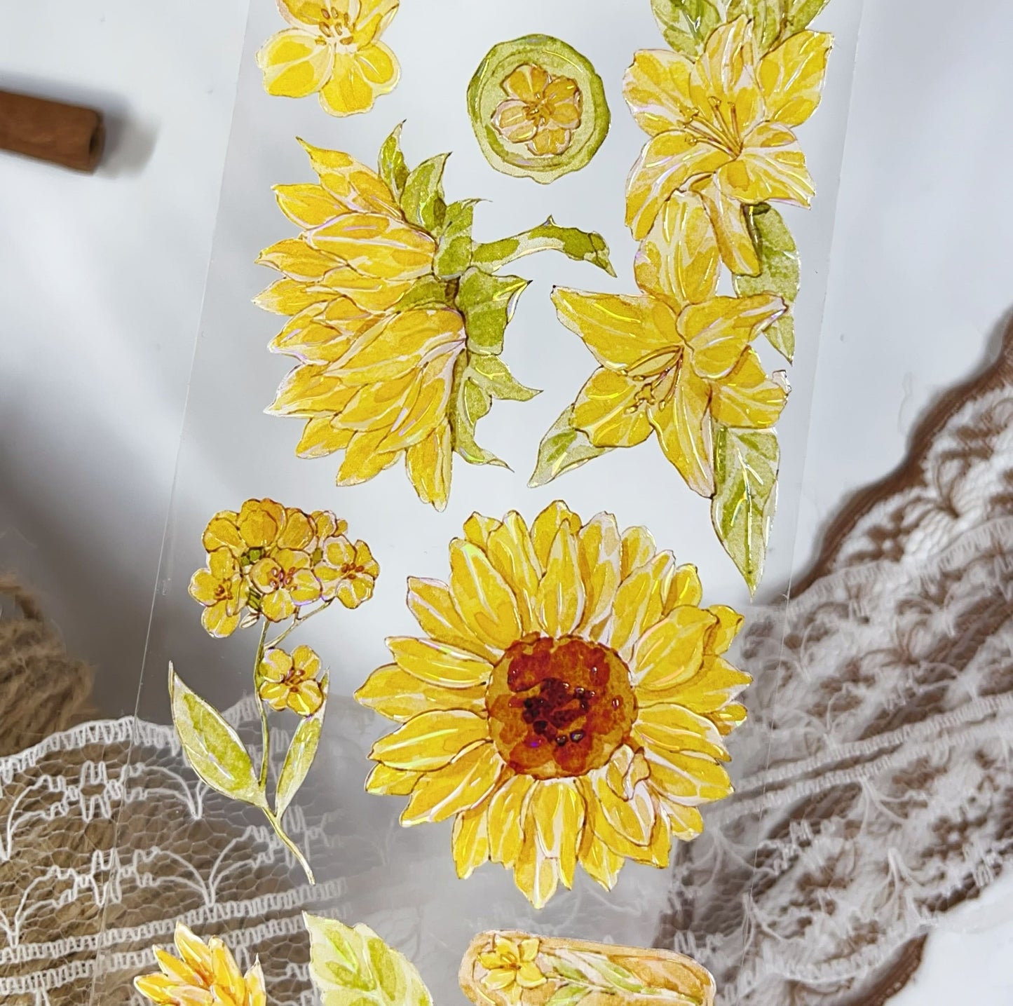 One Cycle Sunflower Field Die-Cut PET Tape