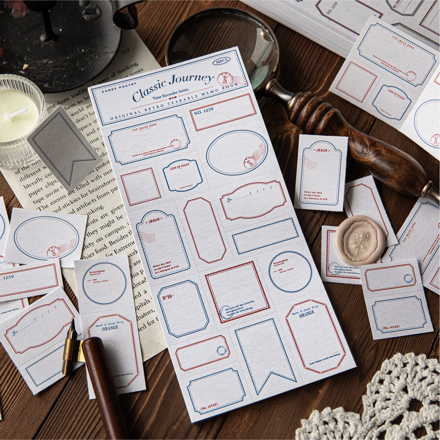 30PCS Vintage Peelable Label Book