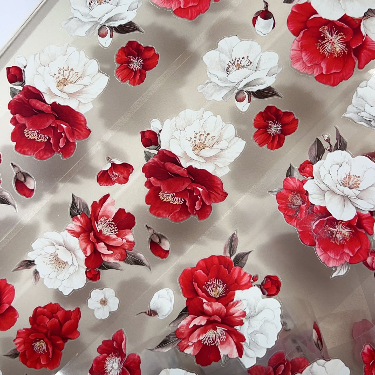 Red and White Floral PET Tape