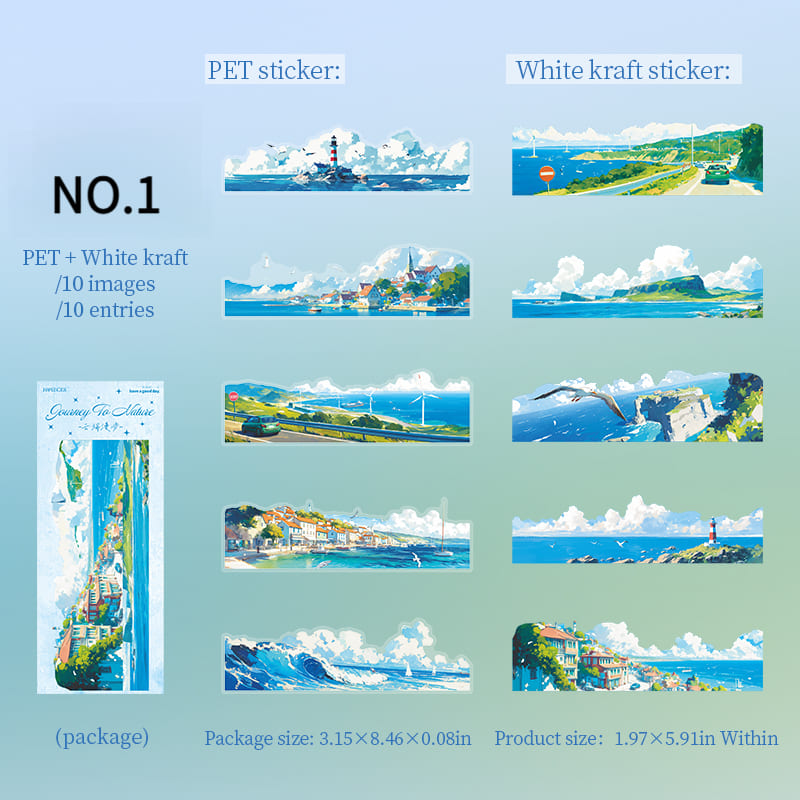 Ocean view PET+Paper sticker for creative crafts