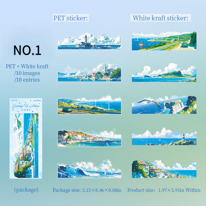 Ocean view PET+Paper sticker for creative crafts