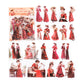 Red tone PET girl stickers for journaling