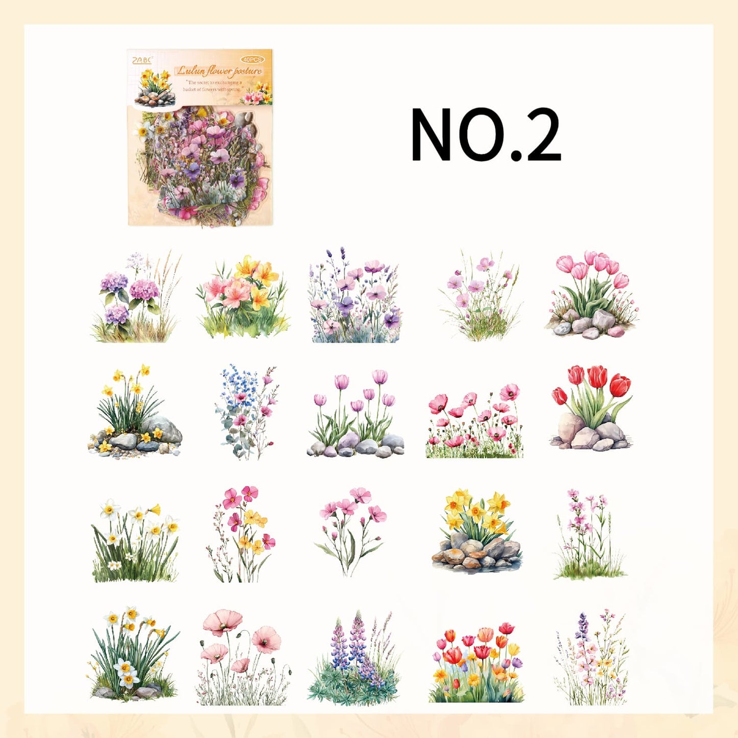 40pcs Floral Theme Sticker