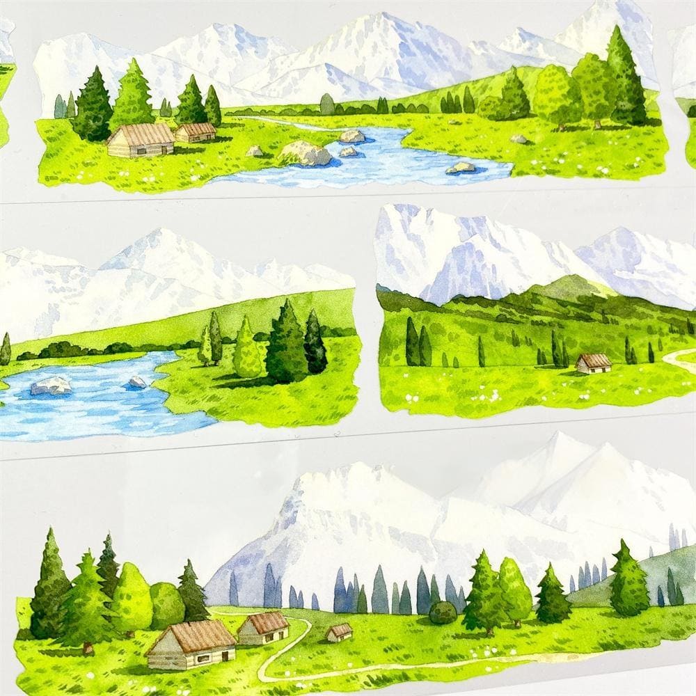 One Cycle Mountain Snowy Landscape PET Tape