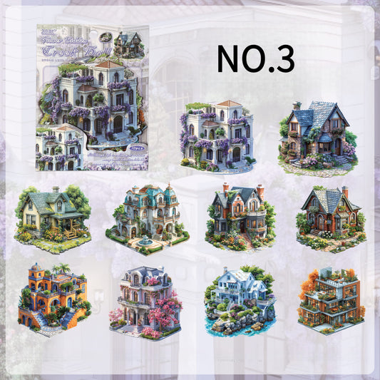 Courtyard garden house sticker – journaling and planner decoration