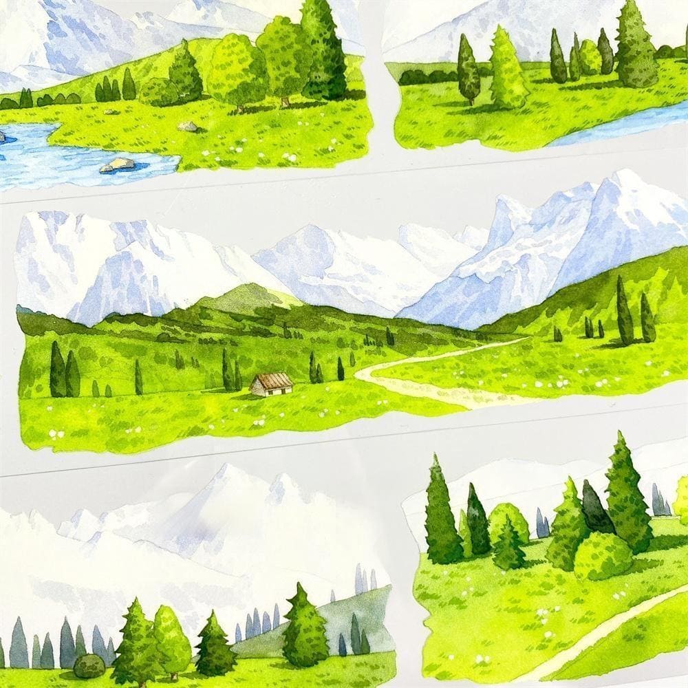 One Cycle Mountain Snowy Landscape PET Tape