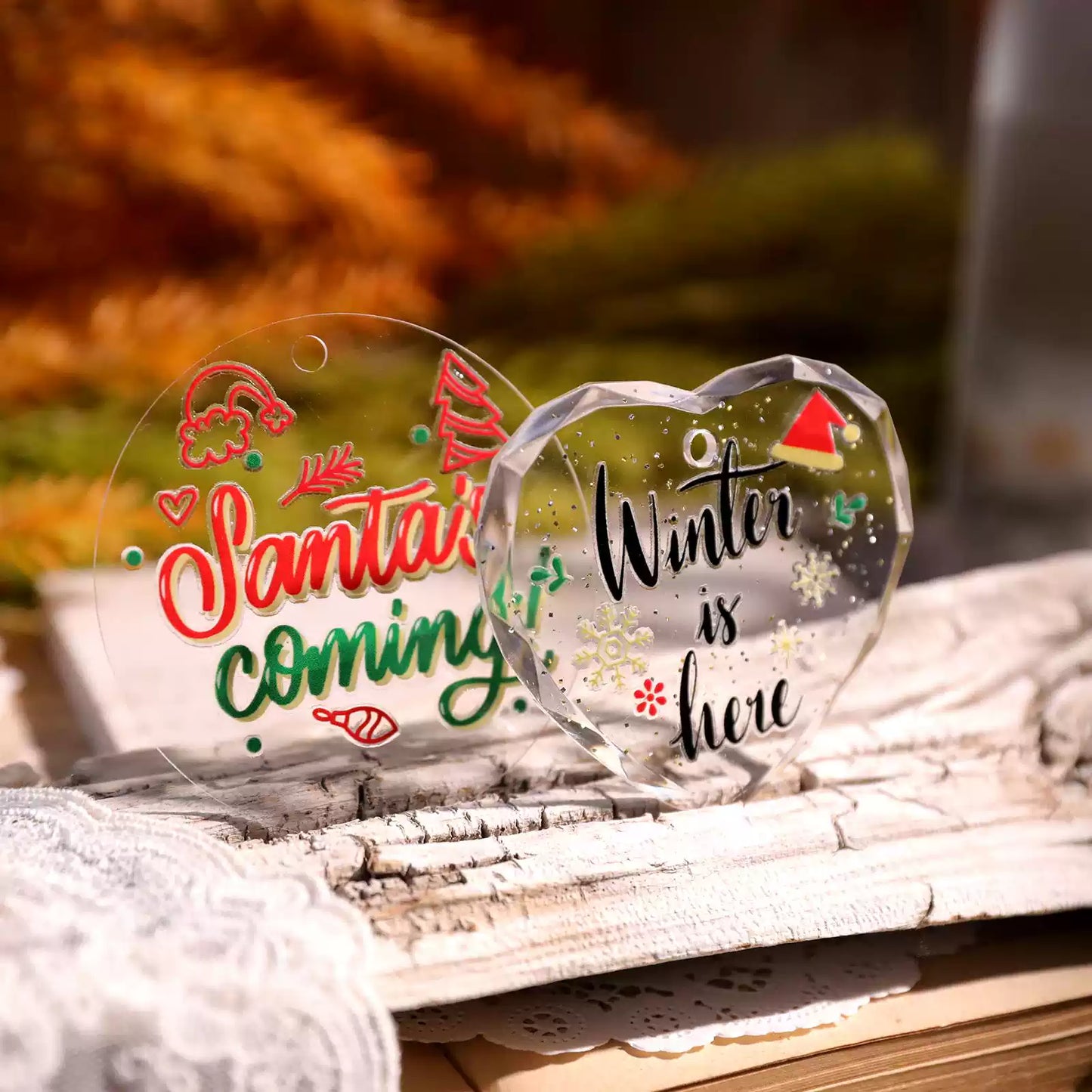 2PCS Christmas Phrase Transfer Stickers