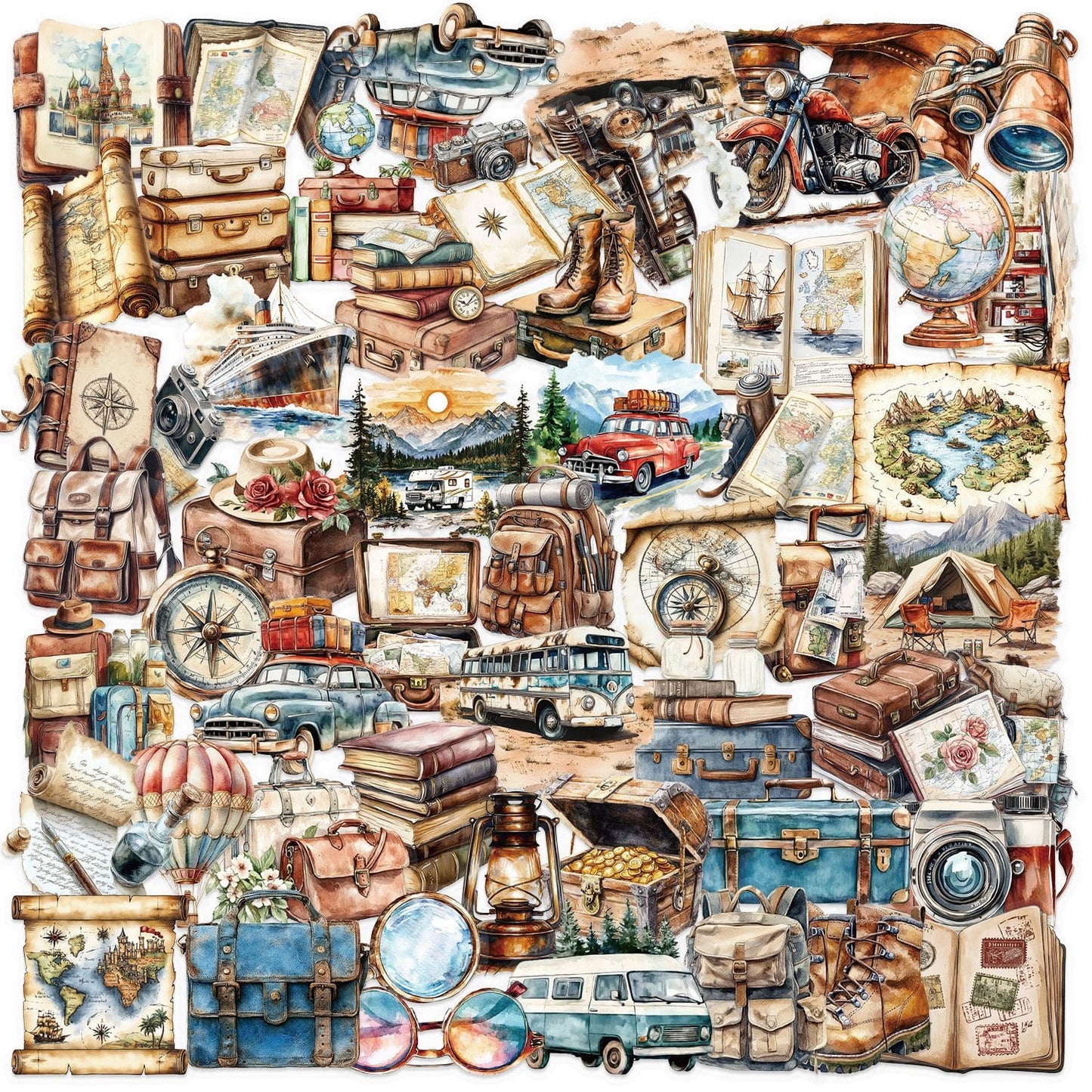 50PCS Vintage Travel Sticker Pack
