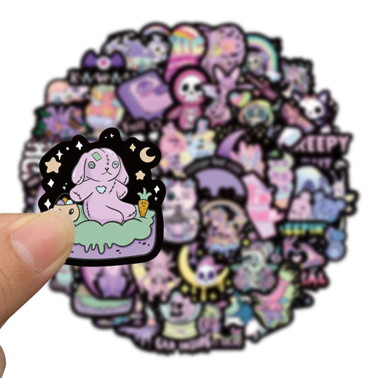 50PCS Gothic Dark Purple Sticker Pack