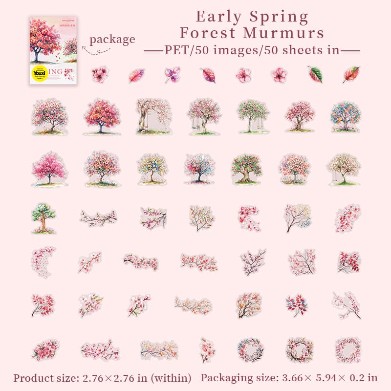 50PCS Seasonal Trees Sticker Pack