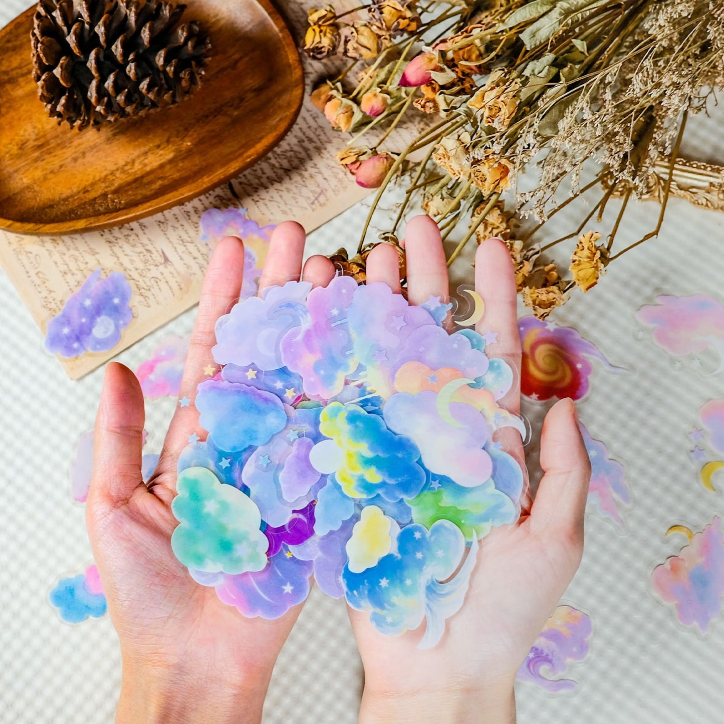 reamy watercolor cloud stickers for journaling and planners