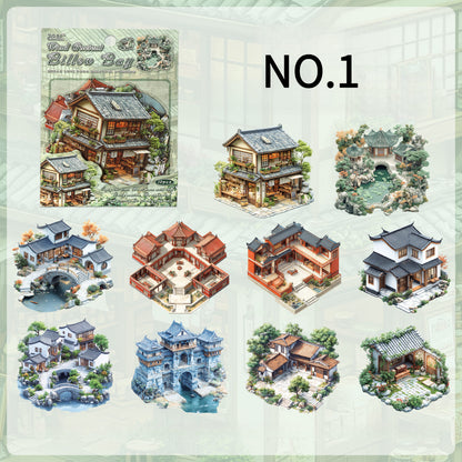 Ancient courtyard house sticker – journaling and scrapbooking