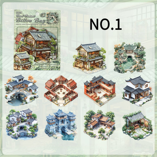 Ancient courtyard house sticker – journaling and scrapbooking