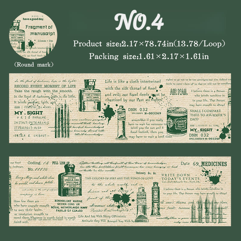 Vintage Manuscript Washi Tape