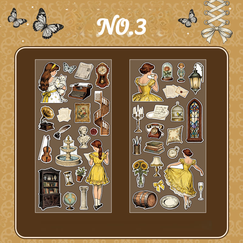 Vintage Figure PET Stickers