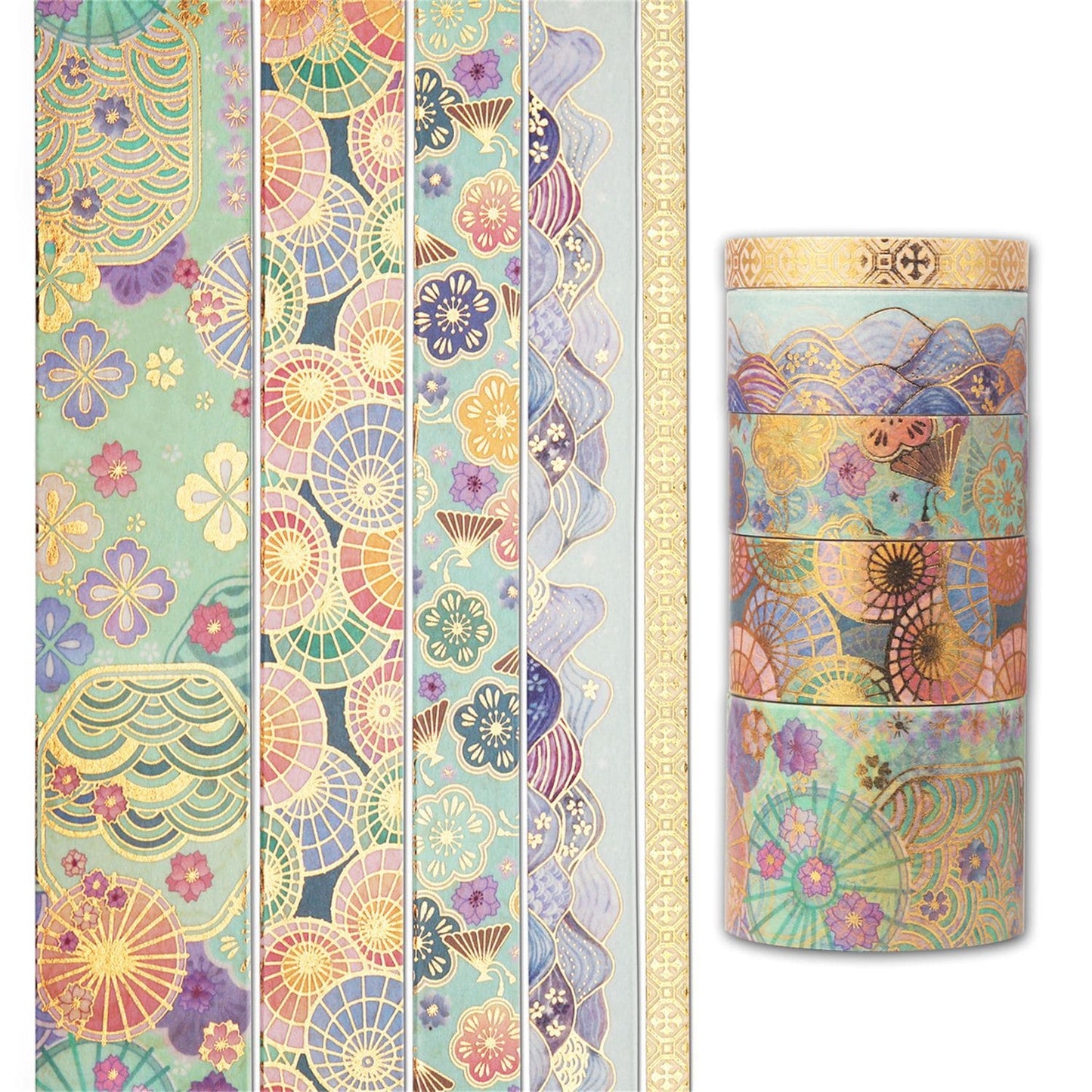 15 rolls Gold Foil Floral Washi Tape