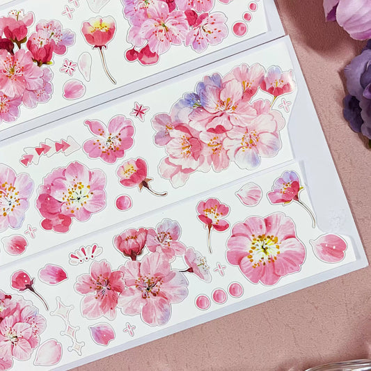 Cherry Blossom Die-Cut PET/Washi Paper Tape (One Cycle)