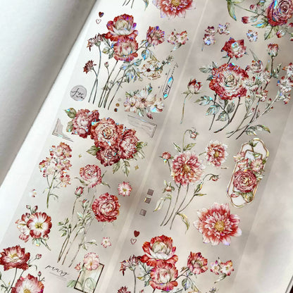 6cm*5m Die-Cut Red Flower Tape