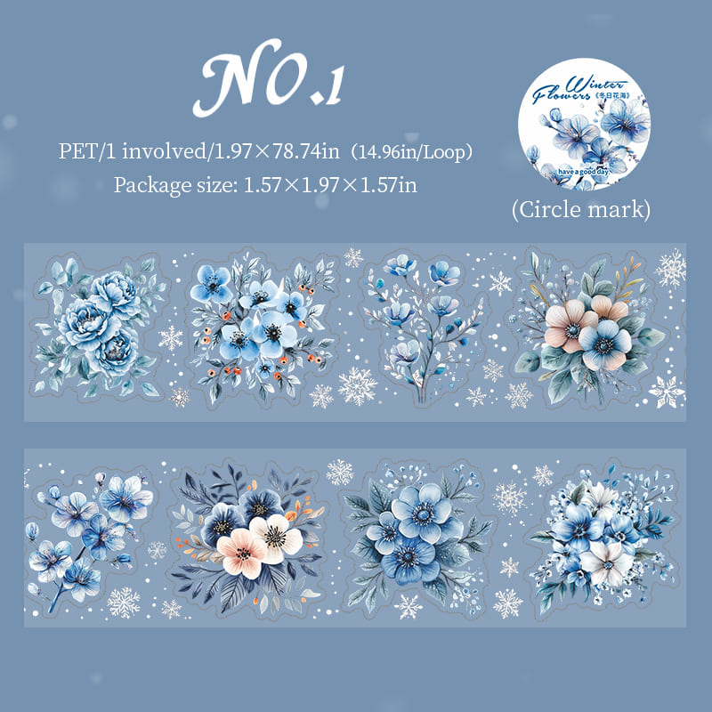 Winter Floral Die-Cut PET Tape