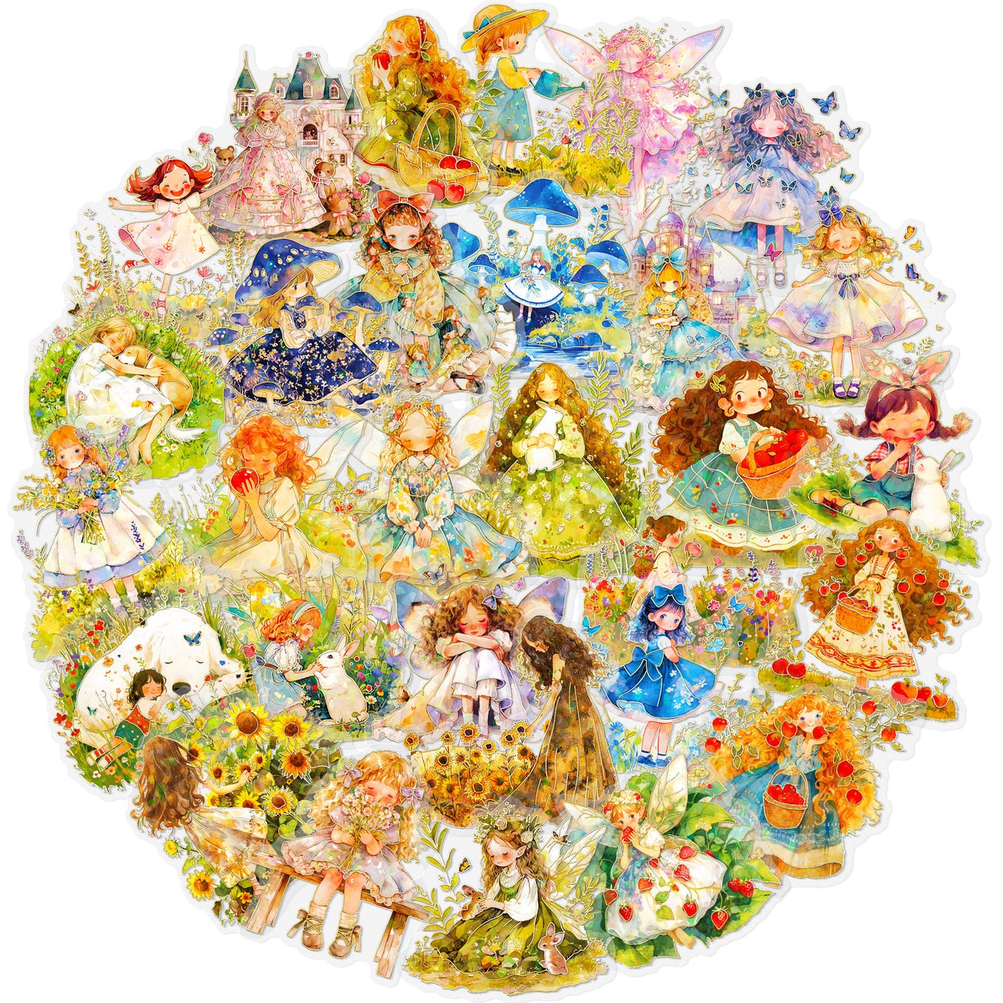 Holographic Gold Fairy Tale Princess Stickers Pack