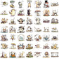 50PCS Cartoon Animal Line Art Doodle Stickers