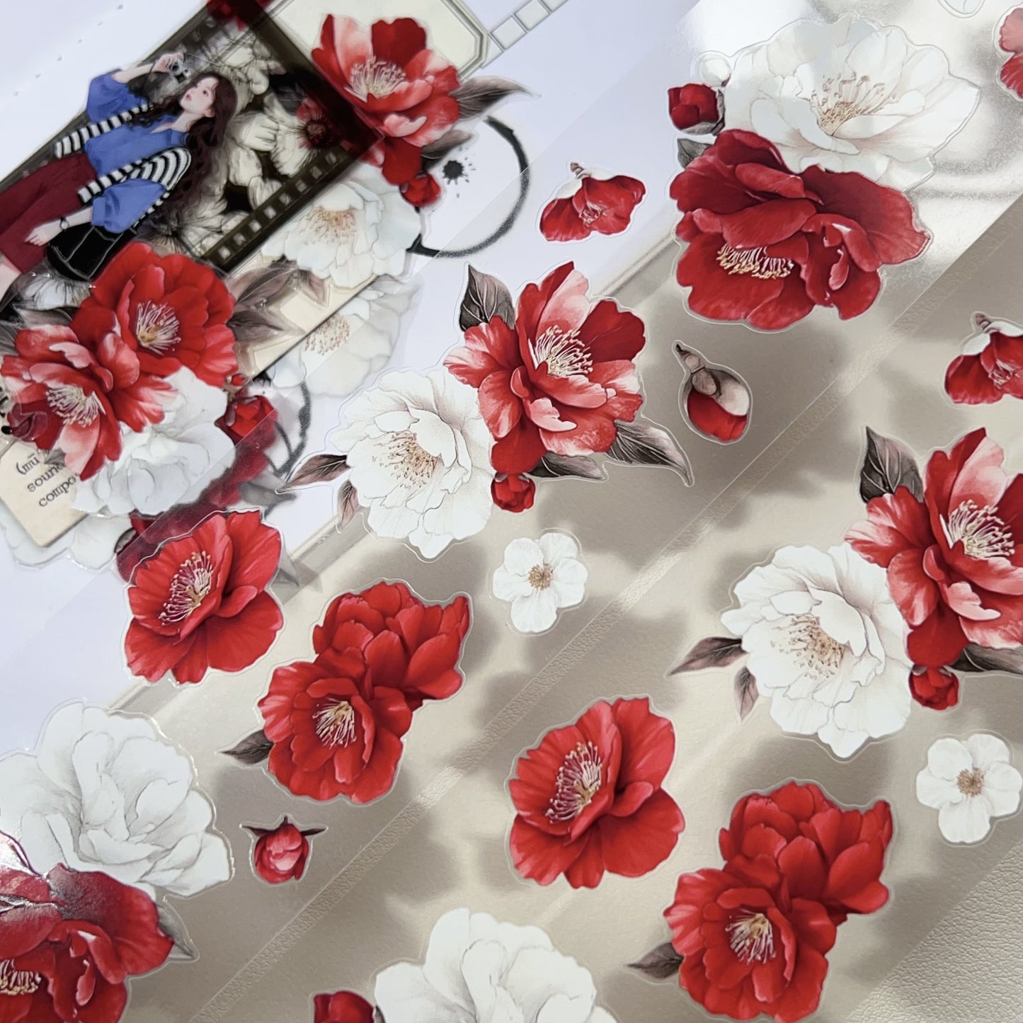 Red and White Floral PET Tape