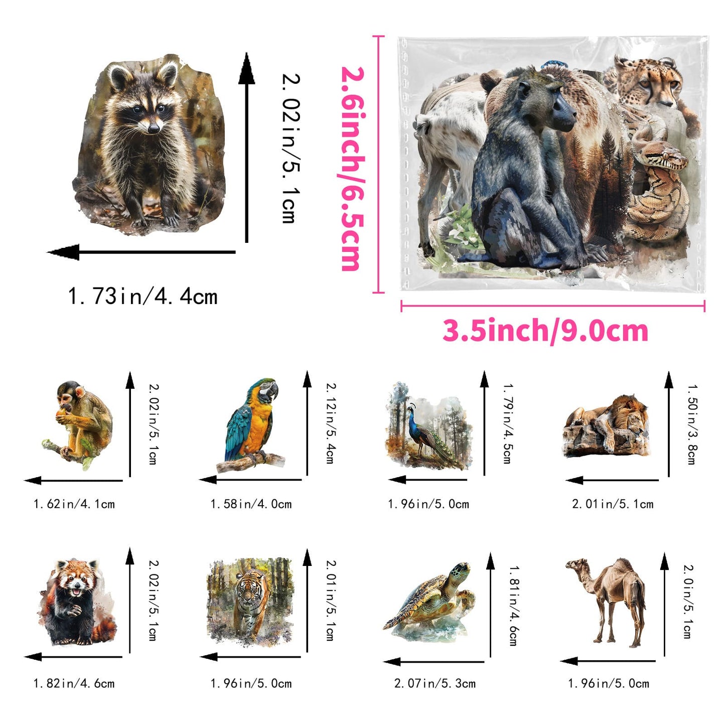 50PCS Animal Stickers Pack