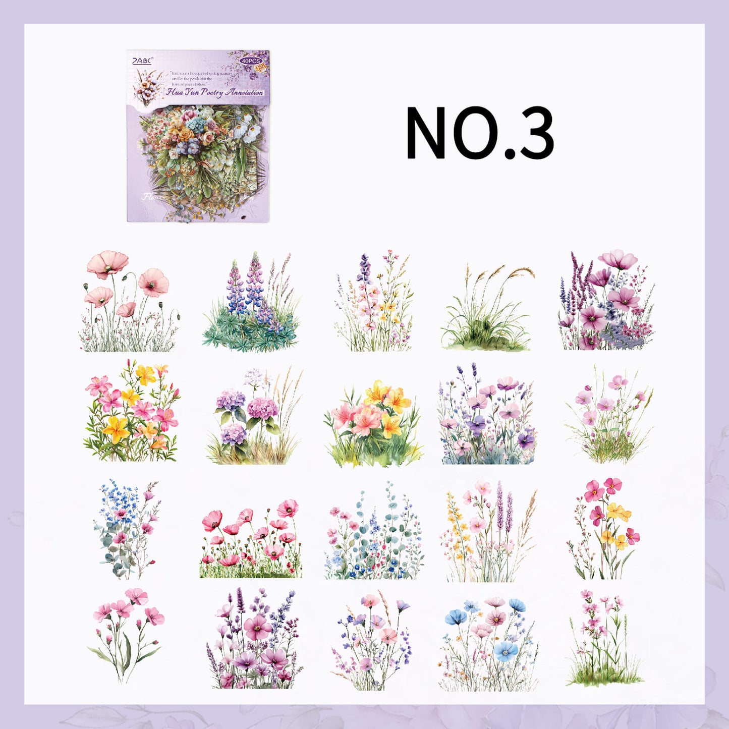 40pcs Floral Theme Sticker