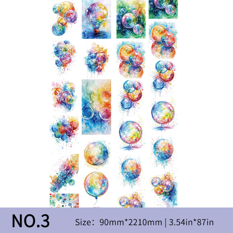 One Cycle PET Tape - multicolor watercolor bubble